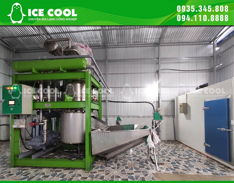 Máy đá viên và kho lạnh đã được ICECOOL lắp đặt hoàn chỉnh