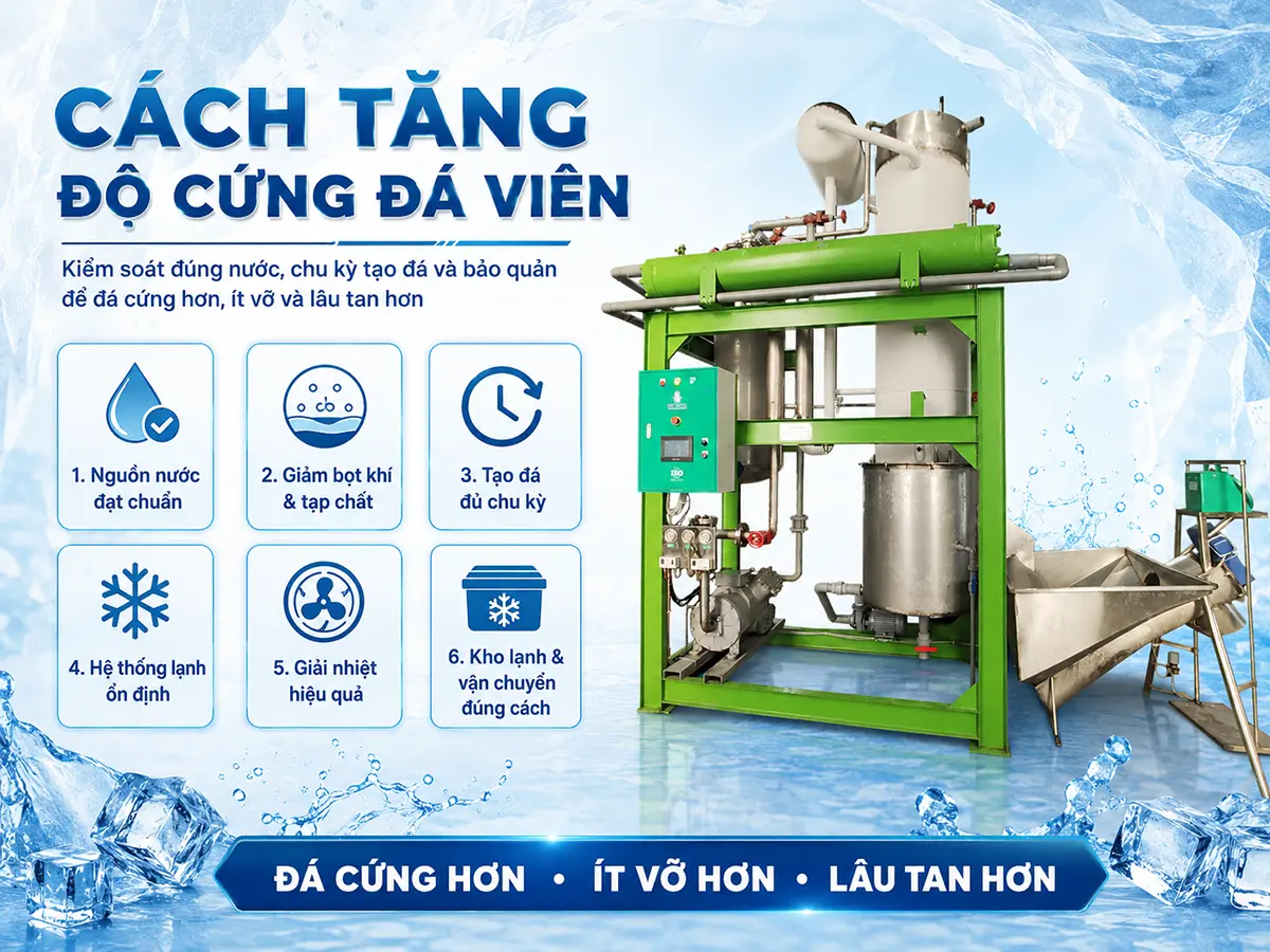 Sử dụng nguồn nước đã được xử lý phù hợp là cách nâng cao độ cứng của đá viên ngay từ đầu.